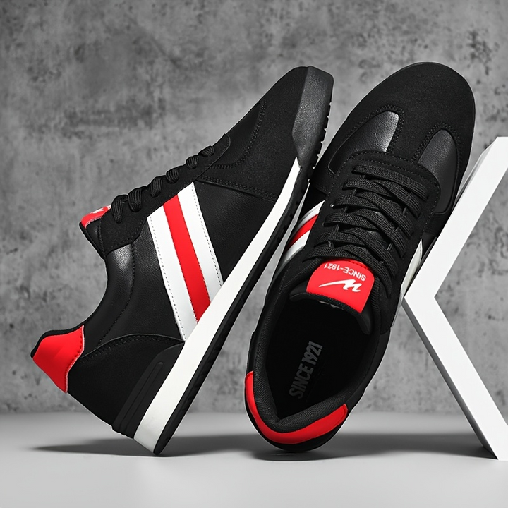 Athletic-inspired men's retro striped casual sneakers. Lightweight & comfortable for daily wear.
