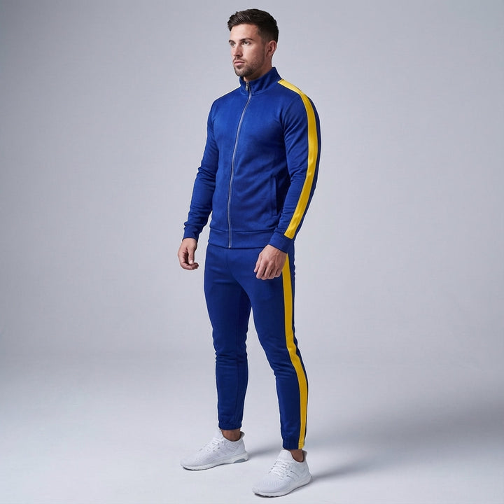 Men's retro two-piece activewear set. Dynamic Austin polyester tracksuit for training & casual comfort.