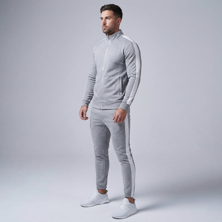 Austin men's dynamic retro training set. Two-piece polyester sportswear for gym & athletic activities.