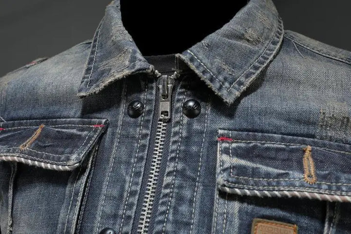 Men's Jasper retro denim gray jacket. Vintage casual style, perfect for classic everyday outerwear.