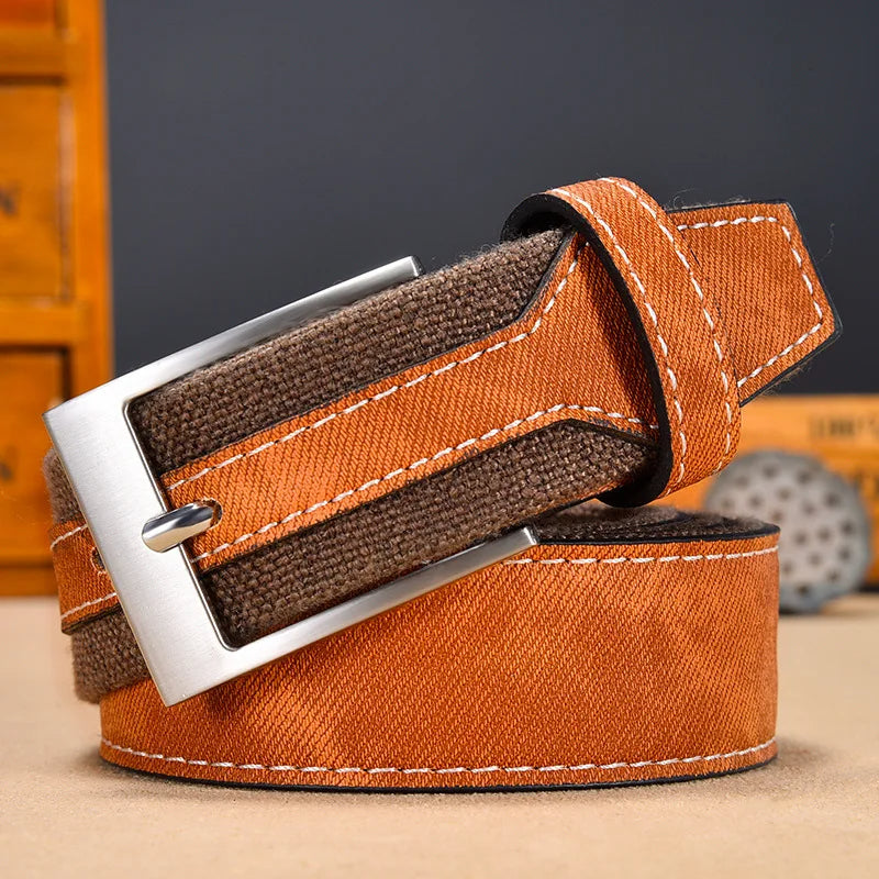 Men's reversible denim-look belt, a versatile accessory for any modern man's wardrobe.