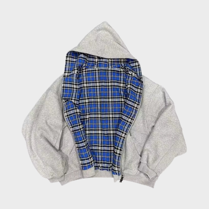 Men's reversible oversized hoodie, perfect for streetwear & casual wear, featuring two unique designs.