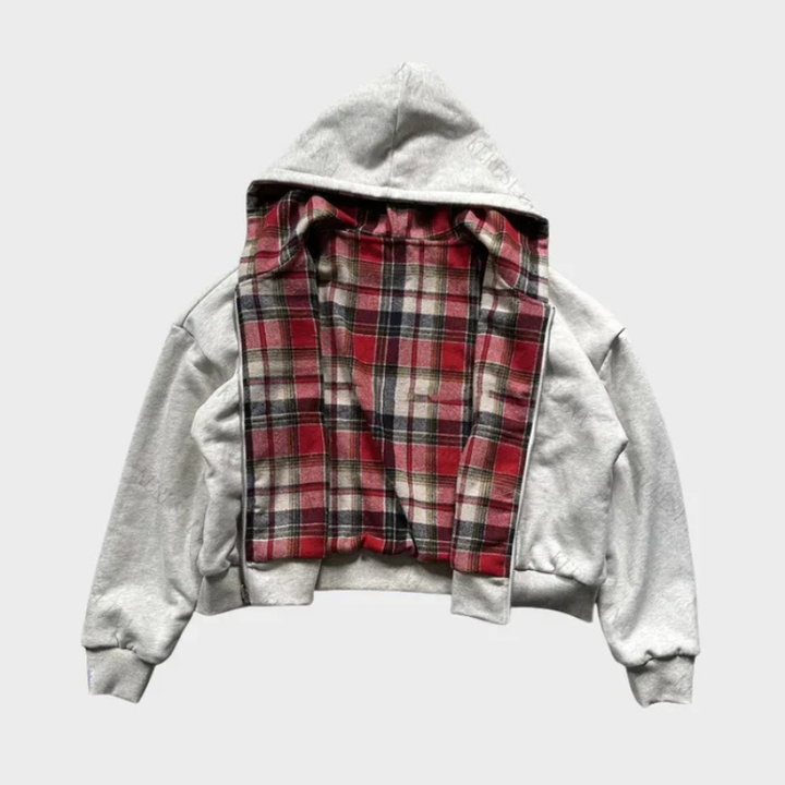 Men's Reversible Oversized Hooded Sweatshirt "Josh", a two-sided hoodie with checked & solid color options.