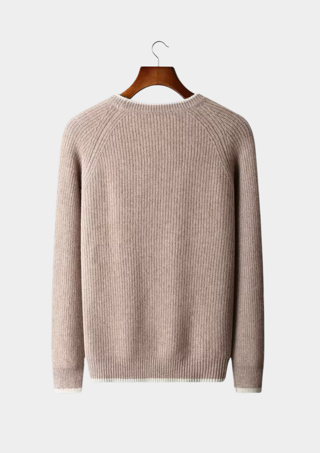 Comfortable men's knitted ribbed crew neck sweater. Versatile for casual & smart casual looks.