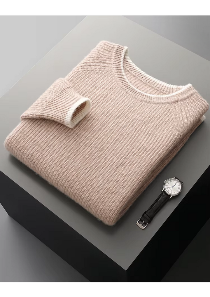 Modern men's crew neck sweater with ribbed texture. Perfect for everyday casual outfits.