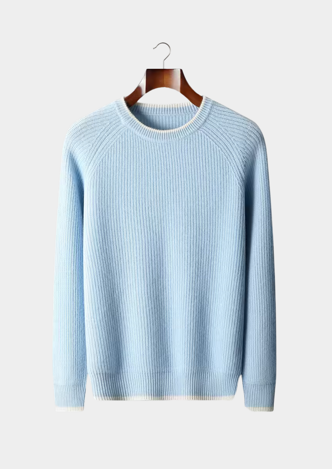 Versatile all-season men's ribbed crew neck sweater. Elevates smart casual & comfortable wear.