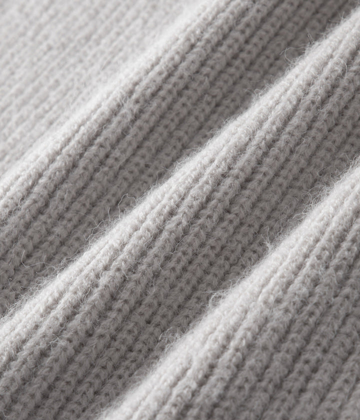 Elegant men's zip cardigan. Ribbed texture, funnel neck. A smart casual jacket for modern men.