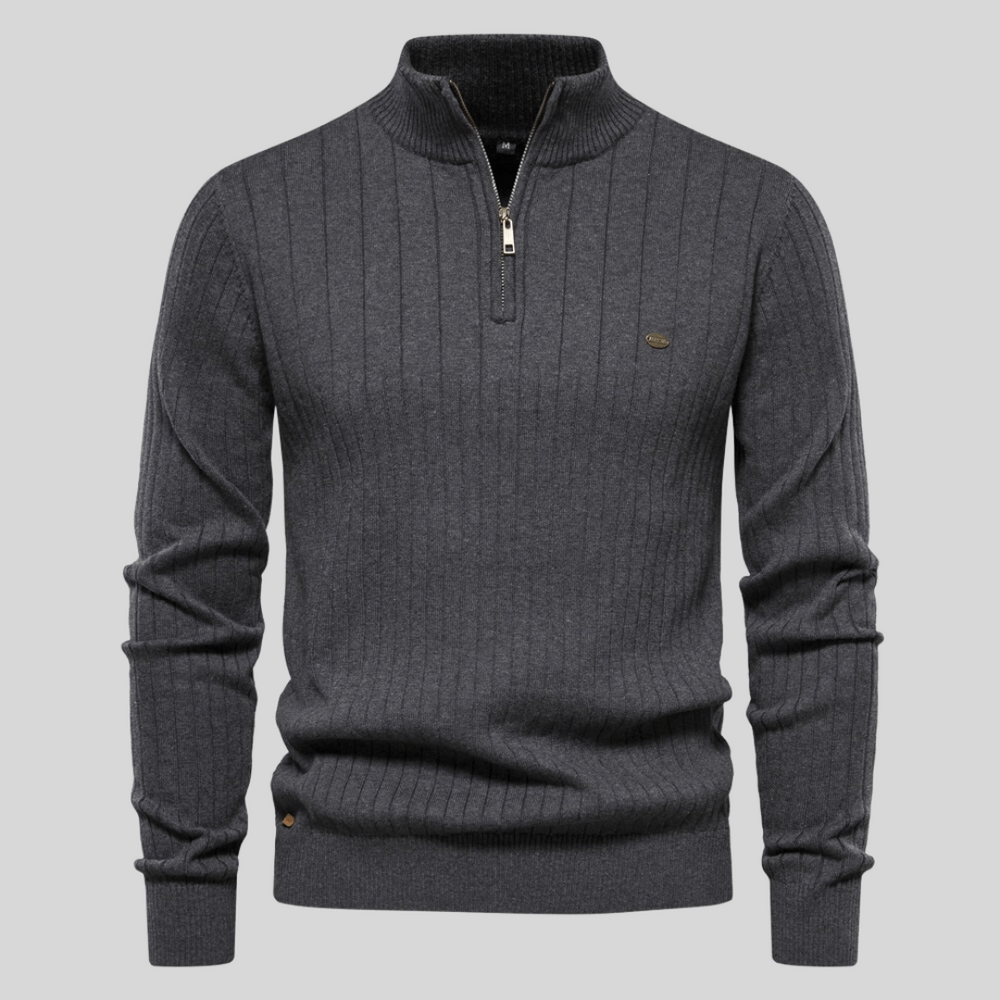 Everyday men's fashion: versatile half zip mock neck sweater, perfect for smart casual & cold weather.