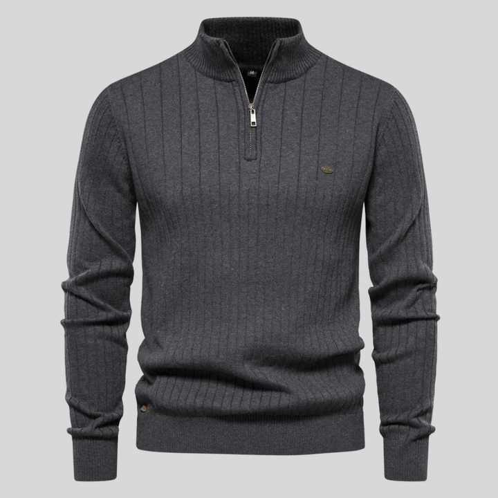 Everyday men's fashion: versatile half zip mock neck sweater, perfect for smart casual & cold weather.