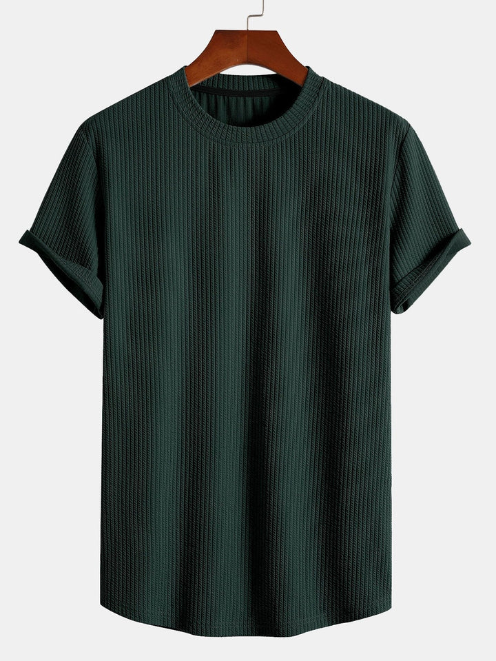 Physique-enhancing muscle fit t-shirt for men, made with comfortable ribbed fabric.