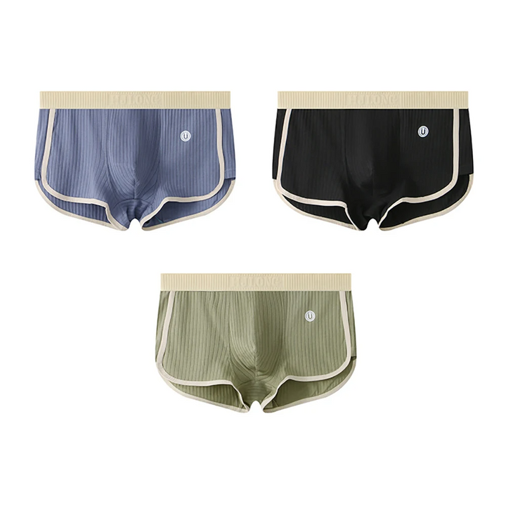 High-performance men's ribbed briefs 3-pack, offering superior comfort, stretch, & support.