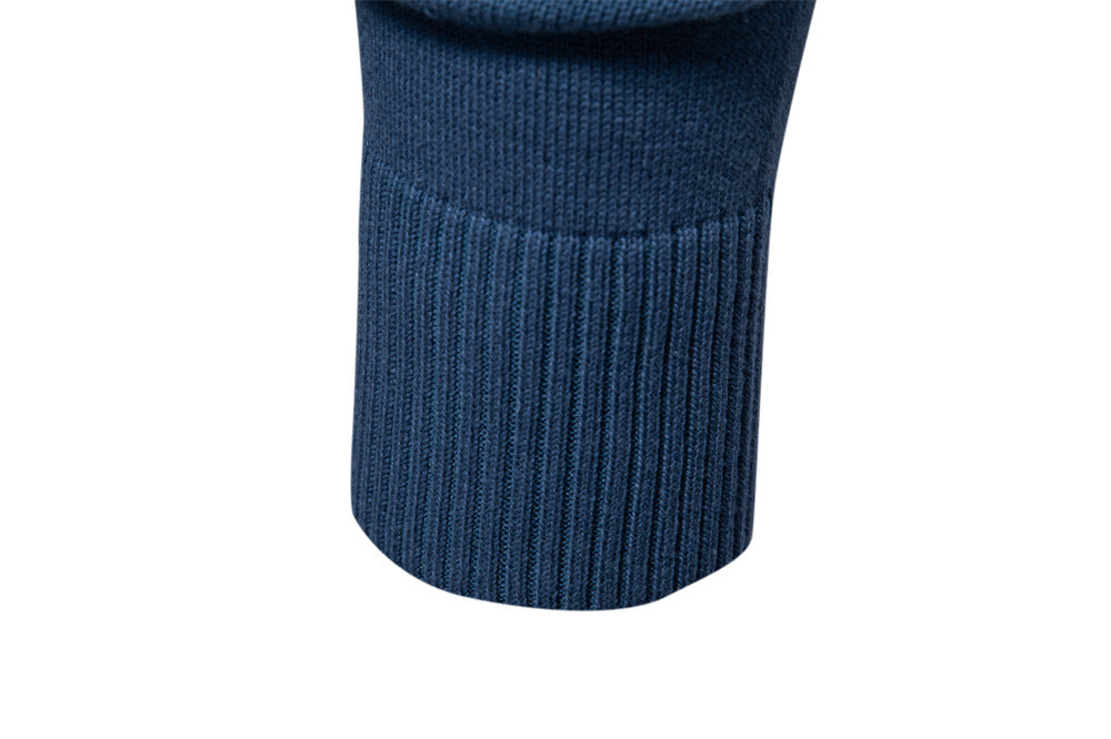 Warm men's ribbed V-neck pullover sweater, slim fit, ideal for cooler seasons.