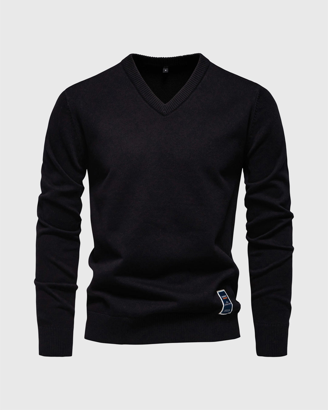 Soft, comfortable men's ribbed V-neck pullover, long sleeve, great for daily wear.