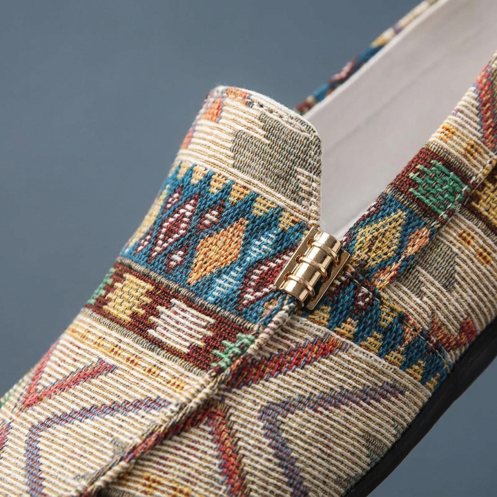 Stylish men's Rio slip-on shoes featuring a distinct Aztec design, ideal for fashion-forward summer footwear.