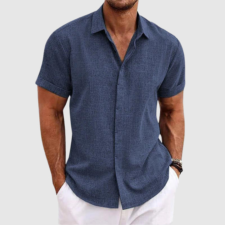 Men's Riviera style casual button-down shirt. Relaxed fit, long sleeve for summer & spring resort wear.