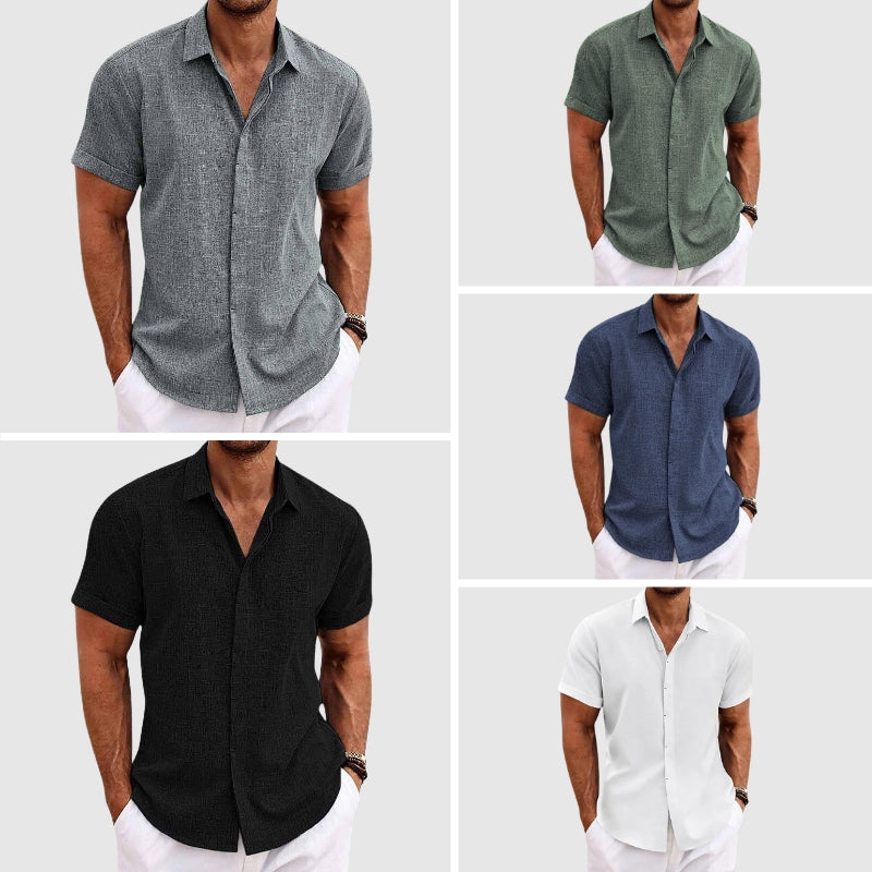 Stylish men's long sleeve button-down shirt. Casual Riviera style, perfect for summer beach days & vacations.