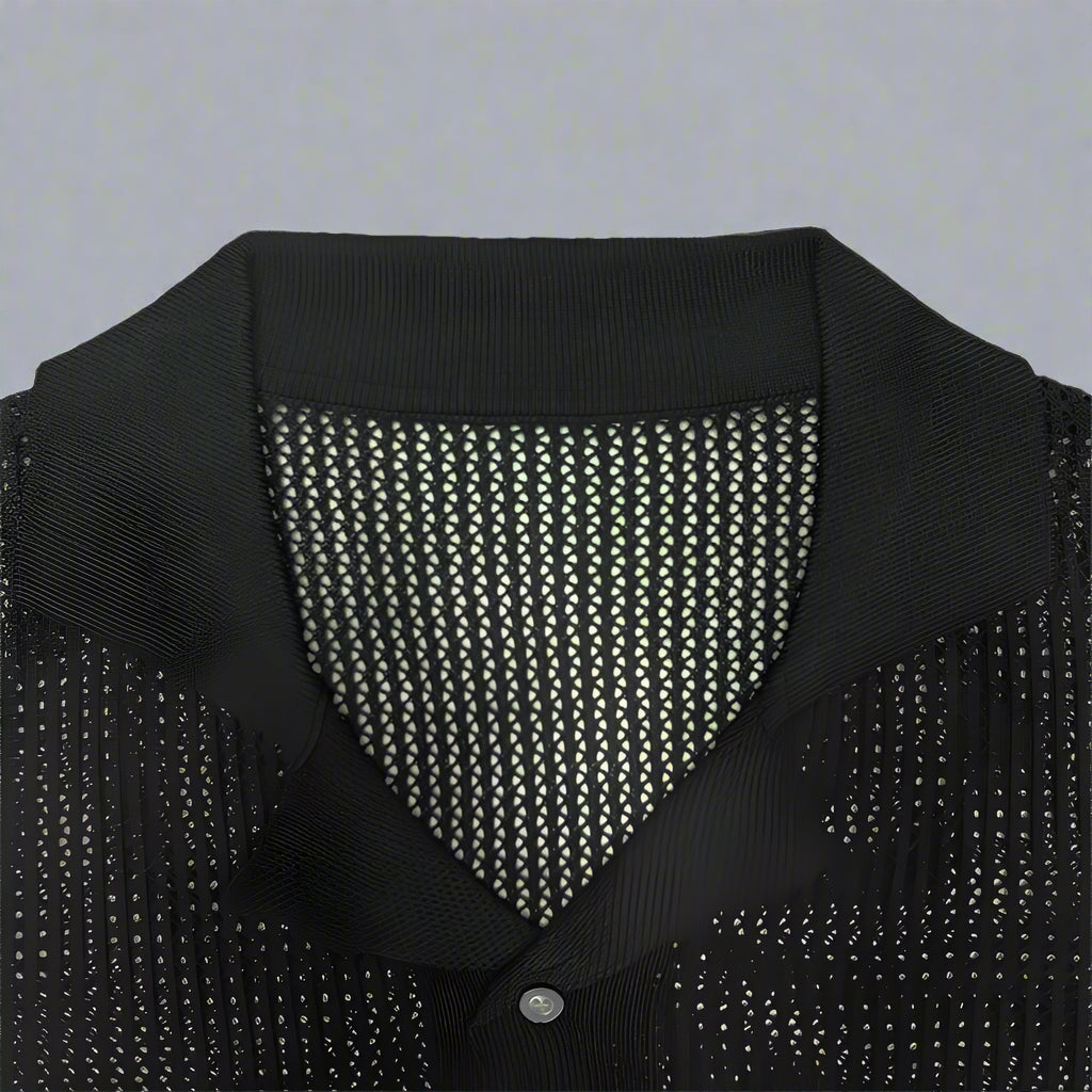 Stylish men's button-up knitted summer shirt, Riviera style, breathable & relaxed fit.