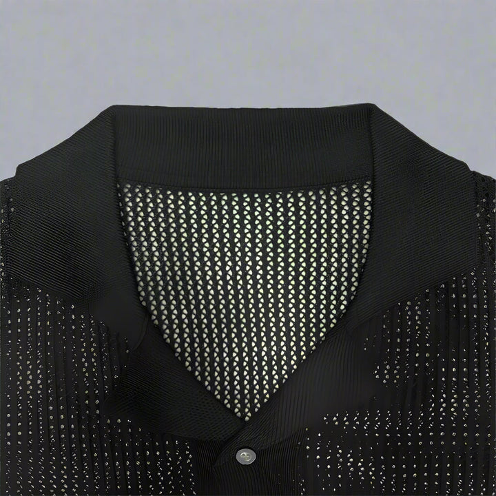 Stylish men's button-up knitted summer shirt, Riviera style, breathable & relaxed fit.