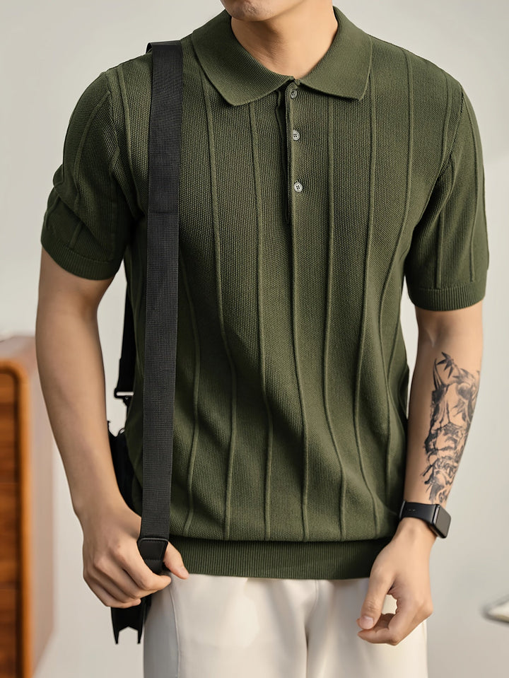 Men's Riviera Textured Polo Shirt, slim fit, short sleeve, ideal for daily wear.