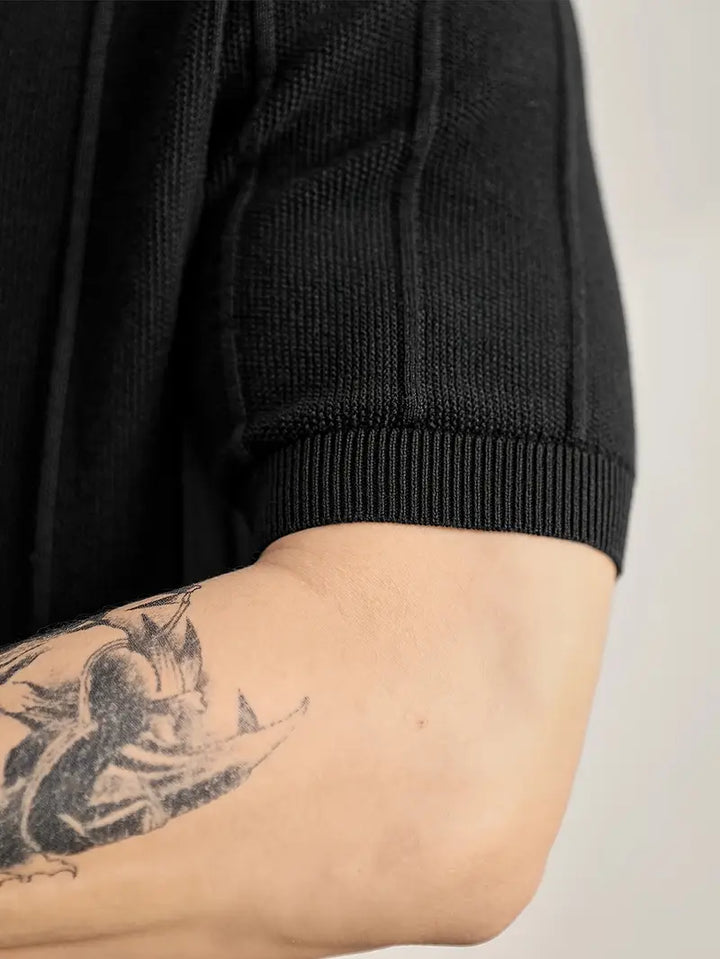 Versatile men's polo with a textured knit, great for sophisticated looks, short sleeve.