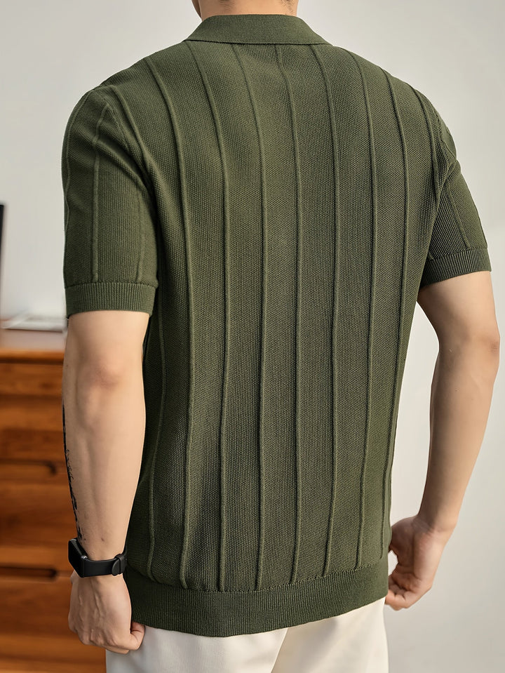 Comfortable burgundy slim fit polo with unique textured knit, a versatile top.