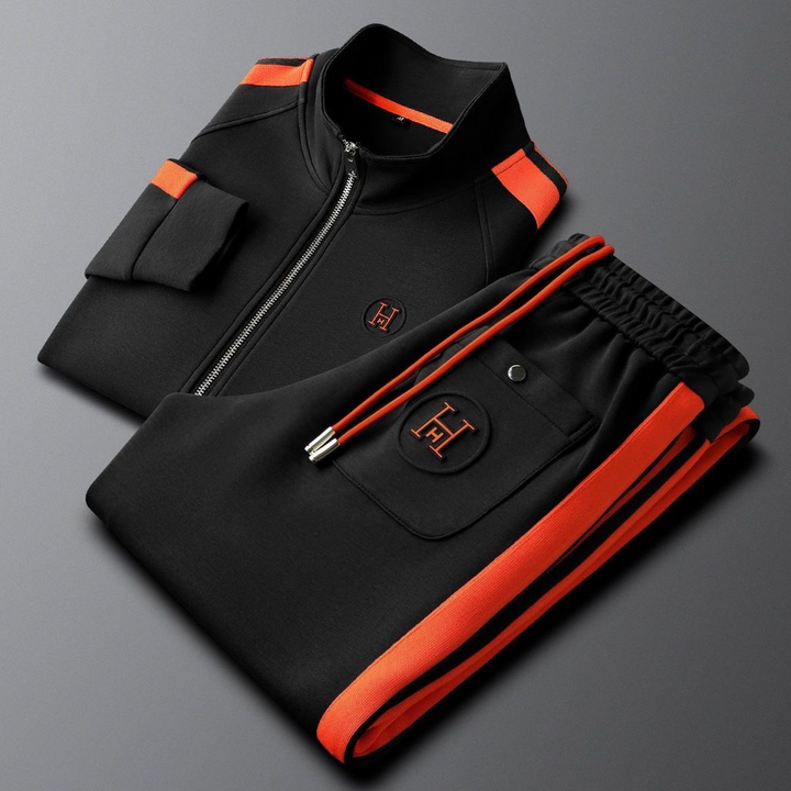 Side profile of a man wearing the Riviera athletic set, ready for active pursuits.