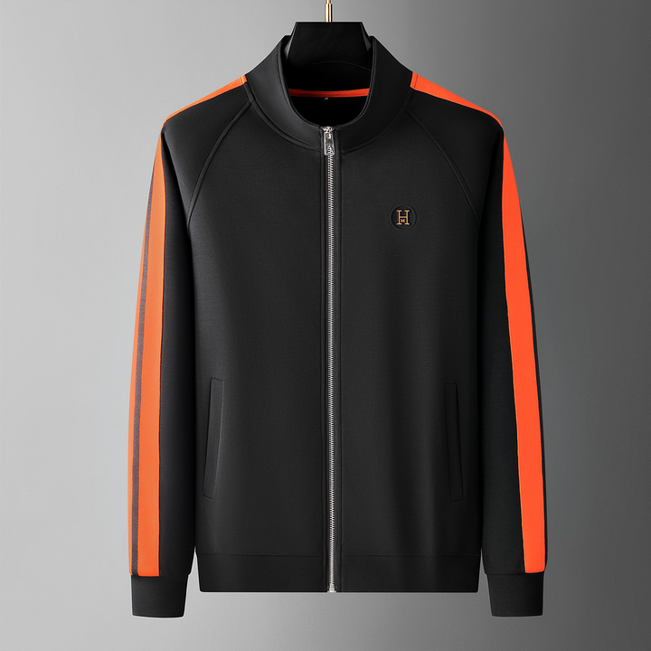 Men's comfortable outfit: Riviera track set with stylish contrast stripe accents.