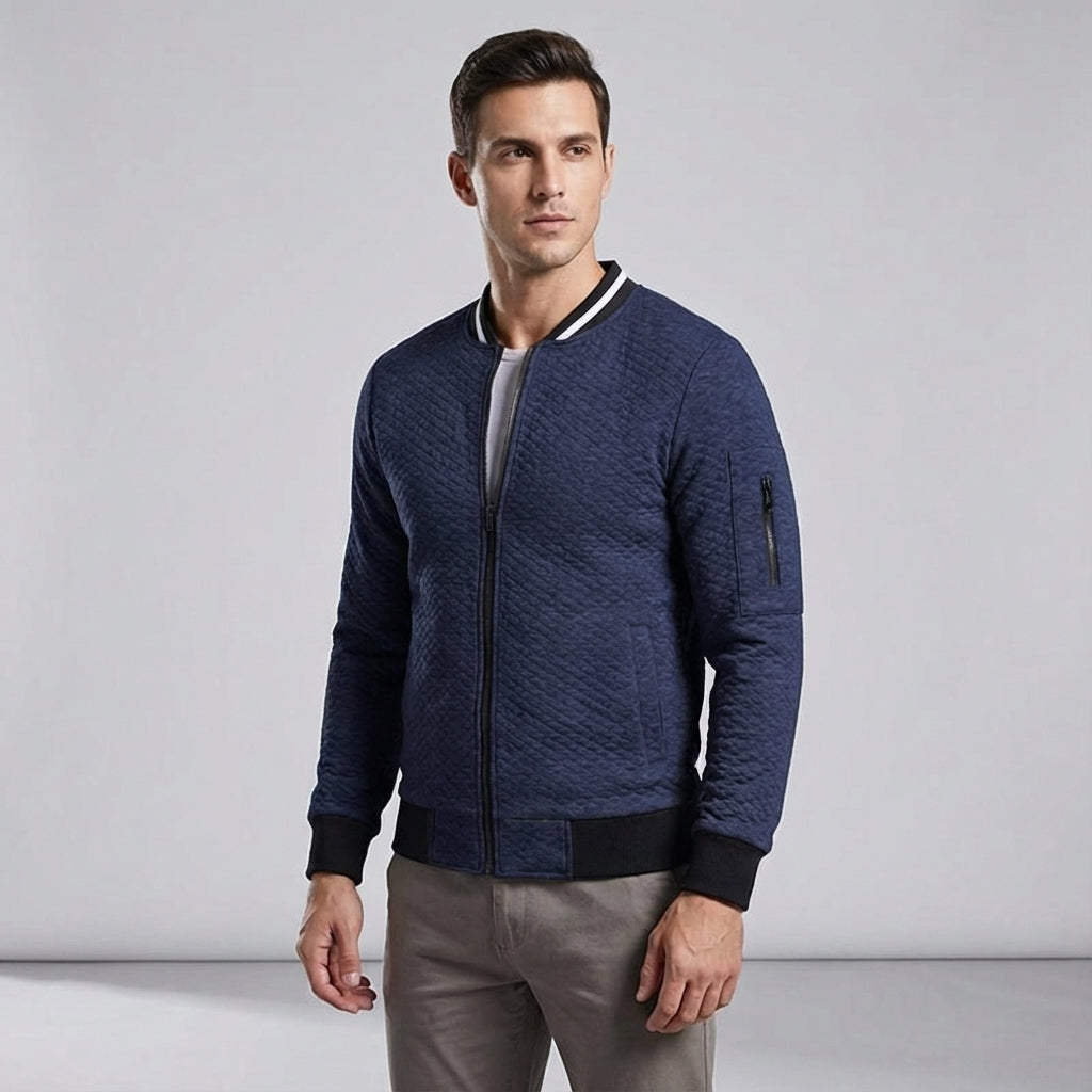 Roberto men's zipper jacket, casual and sporty slim fit with arm zipper accent