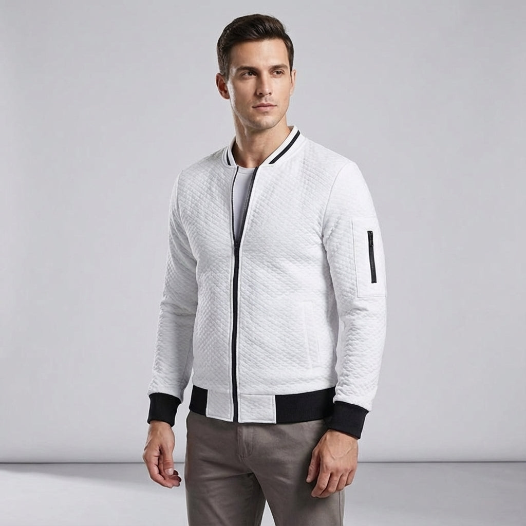 Men's modern casual jacket, slim fit Roberto design with distinctive arm zipper