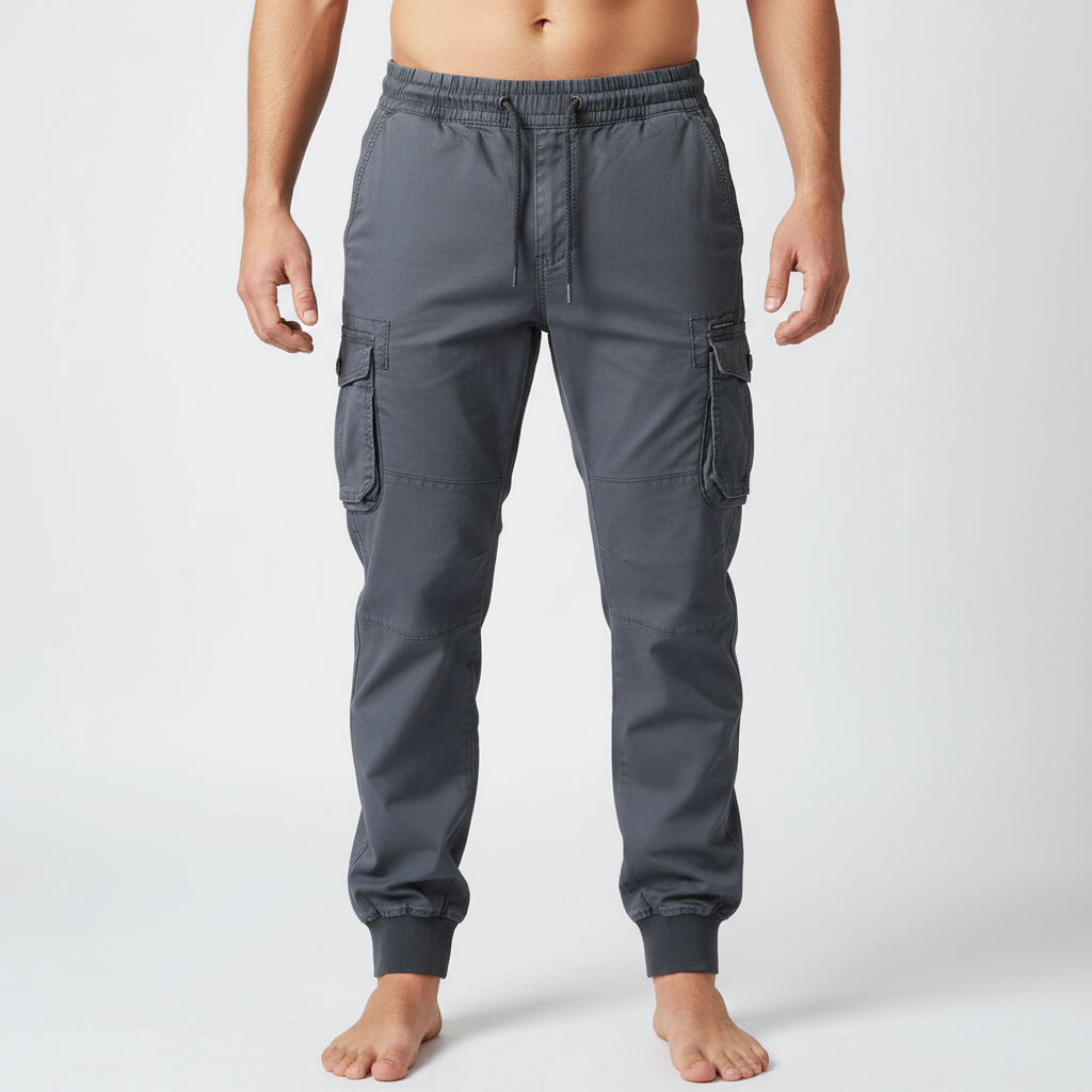 Martin men's utility cargo pants in green, heavy-duty cotton, ideal for everyday comfort.