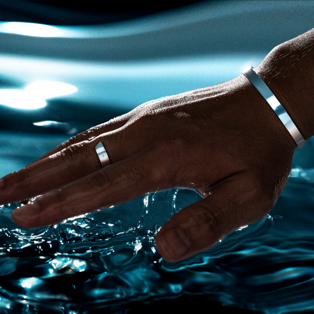 Sturdy men's open ring, a water resistant & rust proof bold jewelry piece. Ideal gift for him, built to last.