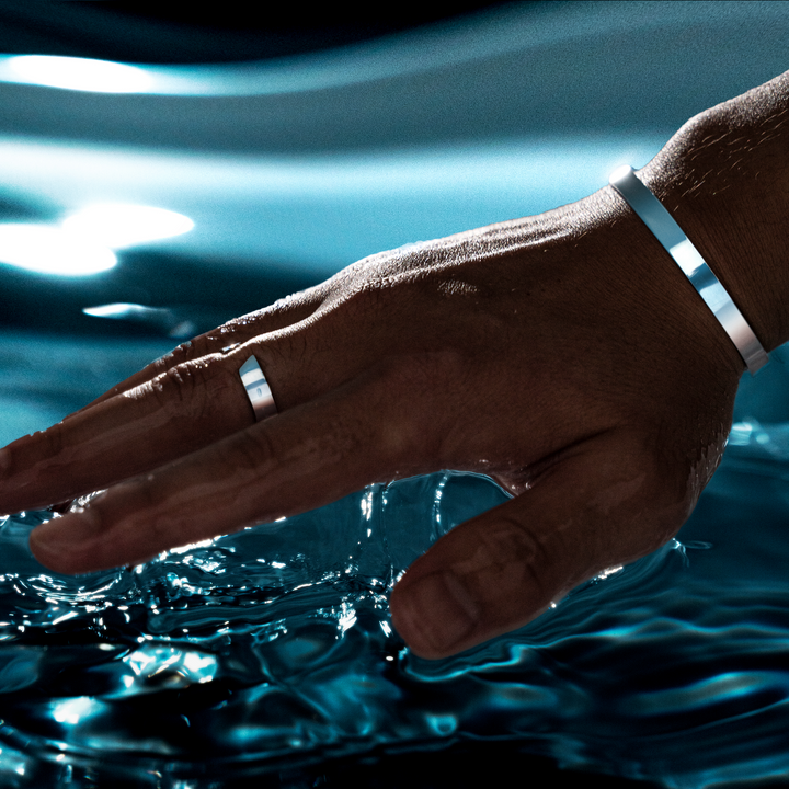 Sturdy men's open ring, a water resistant & rust proof bold jewelry piece. Ideal gift for him, built to last.