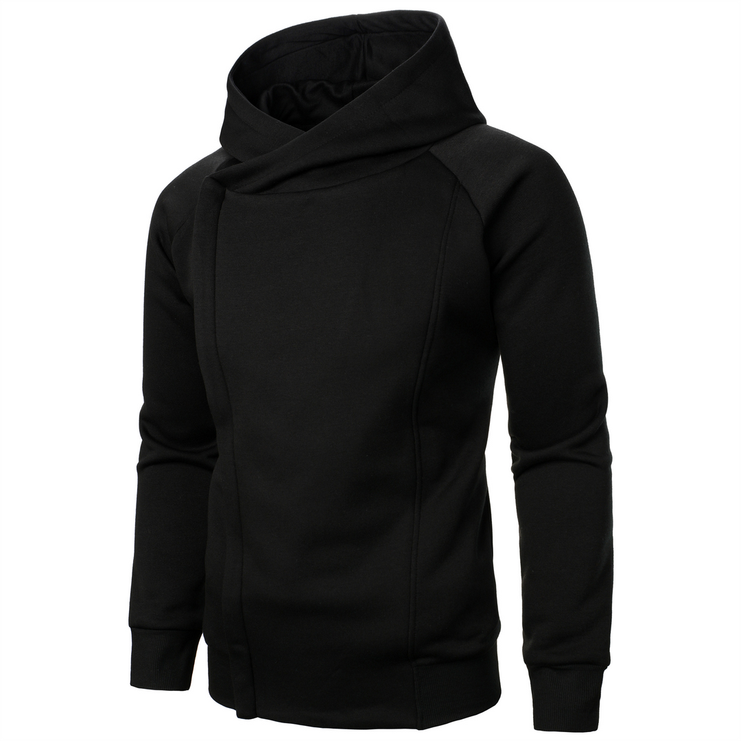Stylish men's urban hoodie with a stealth design. Perfect for streetwear and dark aesthetic fashion lovers.