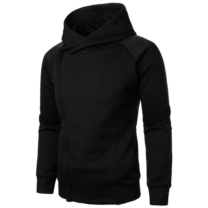 Stylish men's urban hoodie with a stealth design. Perfect for streetwear and dark aesthetic fashion lovers.