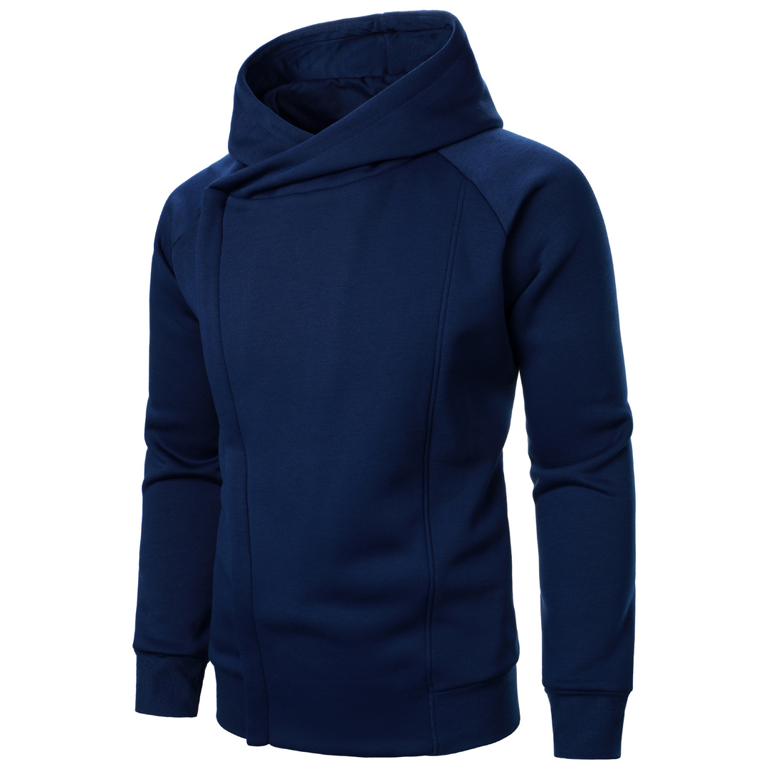 Men's Rogue Flow Urban Stealth Hoodie. Features a deep hood, asymmetric design, & urbanwear style for men.