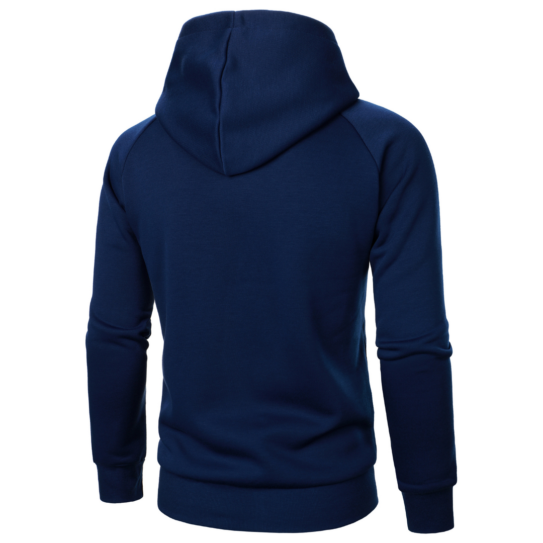 Rogue Flow Urban Stealth Hoodie for men. Asymmetric, dark aesthetic, a must-have for streetwear & casual style.