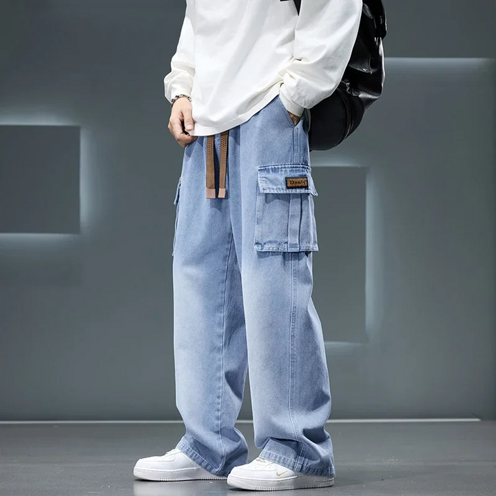 Rogue men's cargo pants featuring a comfortable drawstring waist & multiple functional pockets.