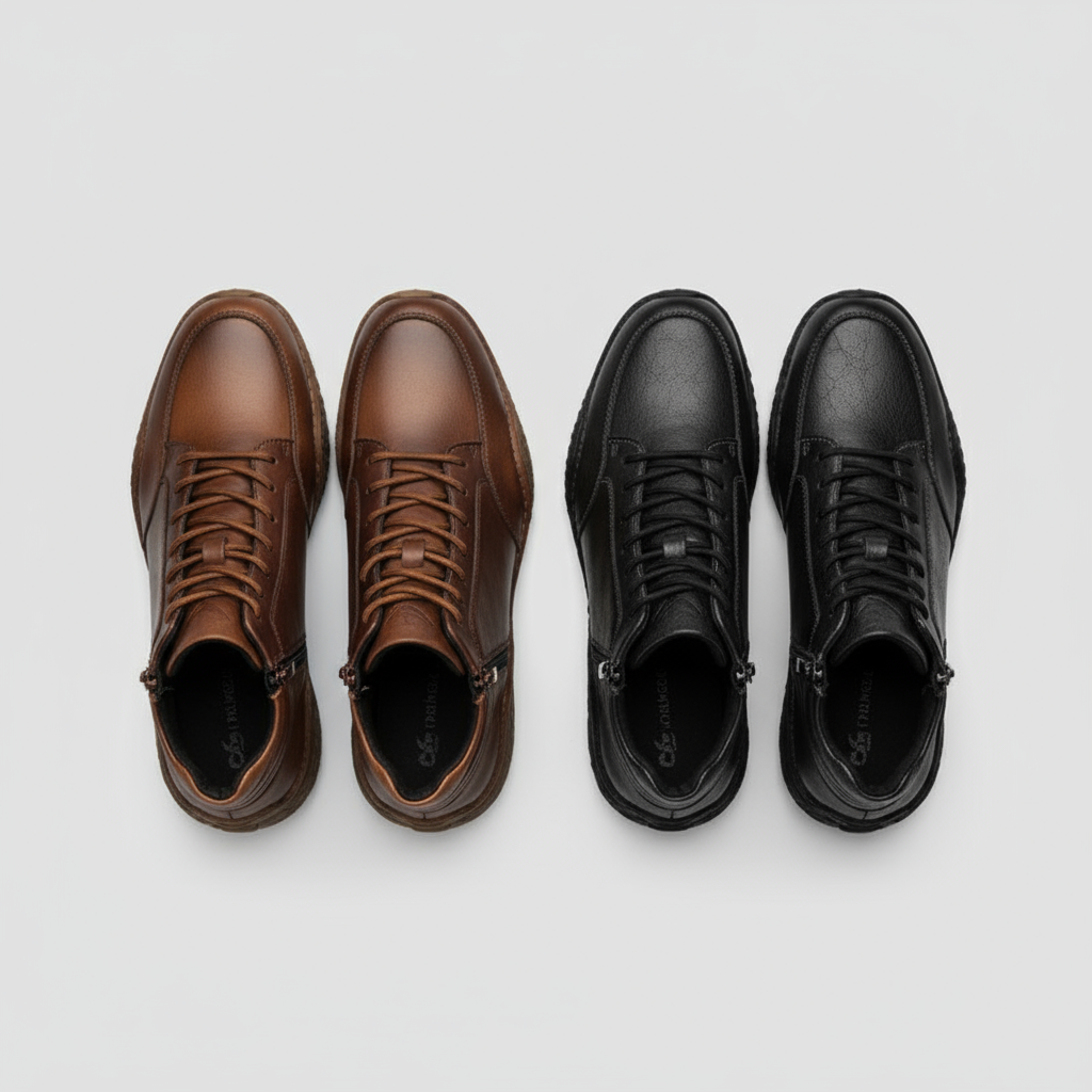 Men's everyday black ankle boots, comfortable and anti-slip, ideal for active fall and winter outfits.