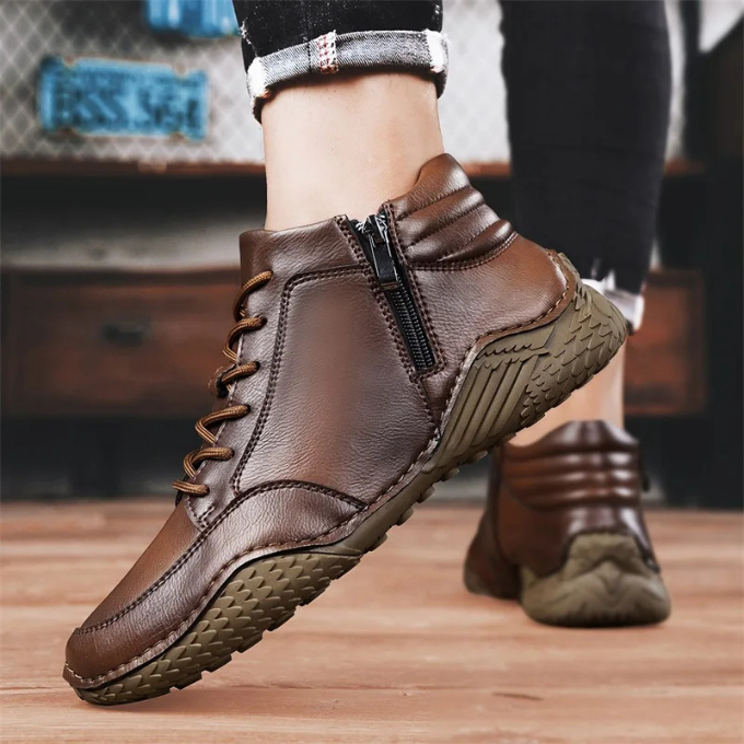 Durable men's black ankle boots, perfect for casual wear, offering rugged style & comfort.