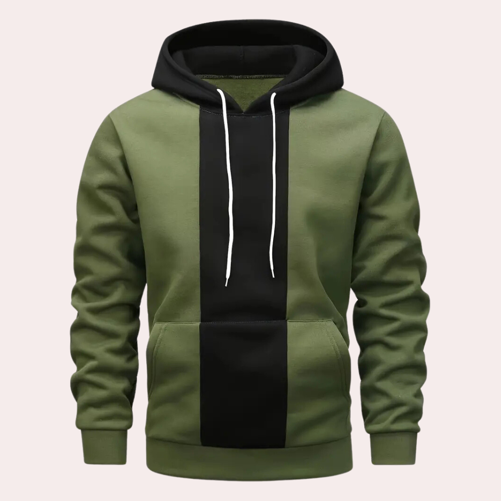 Men's Rowan comfortable black hoodie, perfect for everyday casual wear. Features a relaxed fit and drawstring hood.