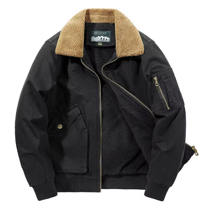 Rugged men's bomber jacket, an aviator style with warm insulation, ideal for fall and winter.