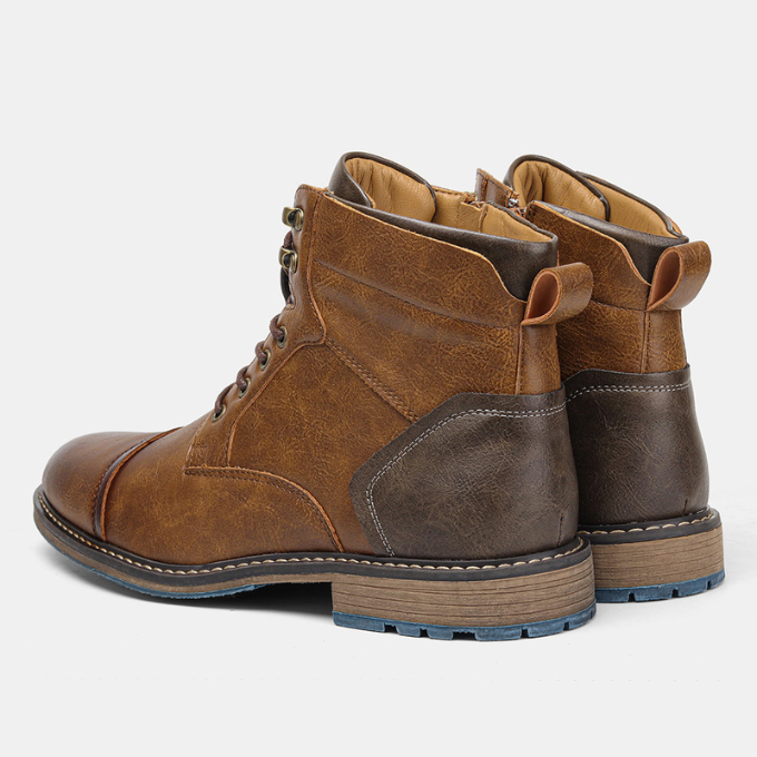 Stylish men's brown everyday boots with an easy zipper, combining rugged durability with modern fashion.