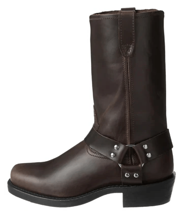 Heavy-duty men's work boots, rugged harness design, oil-resistant for protection.