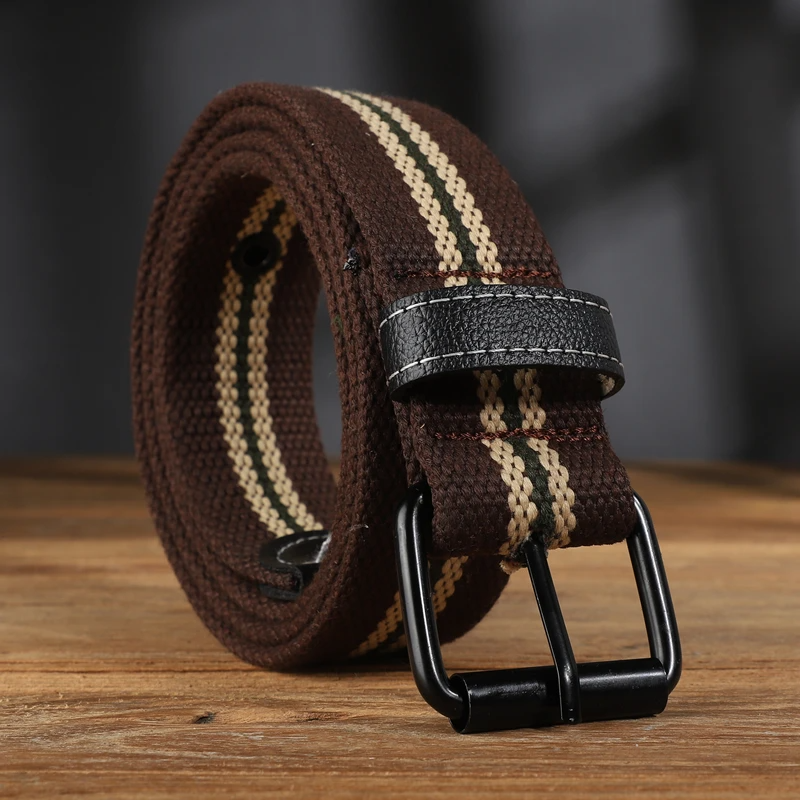 Adjustable men's canvas waist belt for durable casual and outdoor wear.