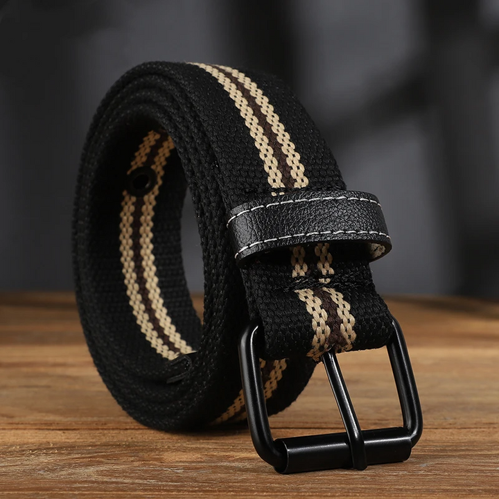Versatile men's canvas waist belt, adjustable and comfortable for everyday casual & outdoor fashion.