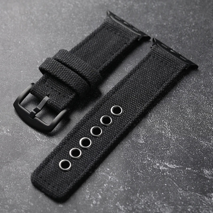 Men's durable canvas smartwatch band, rugged design for tough adventures.