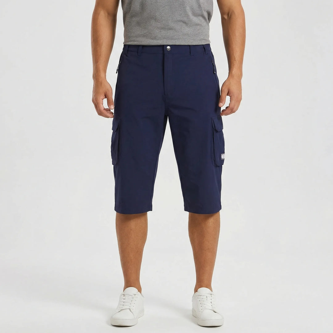 Versatile men's quick-dry cargo shorts with side pockets, ideal for summer, hiking & casual wear.