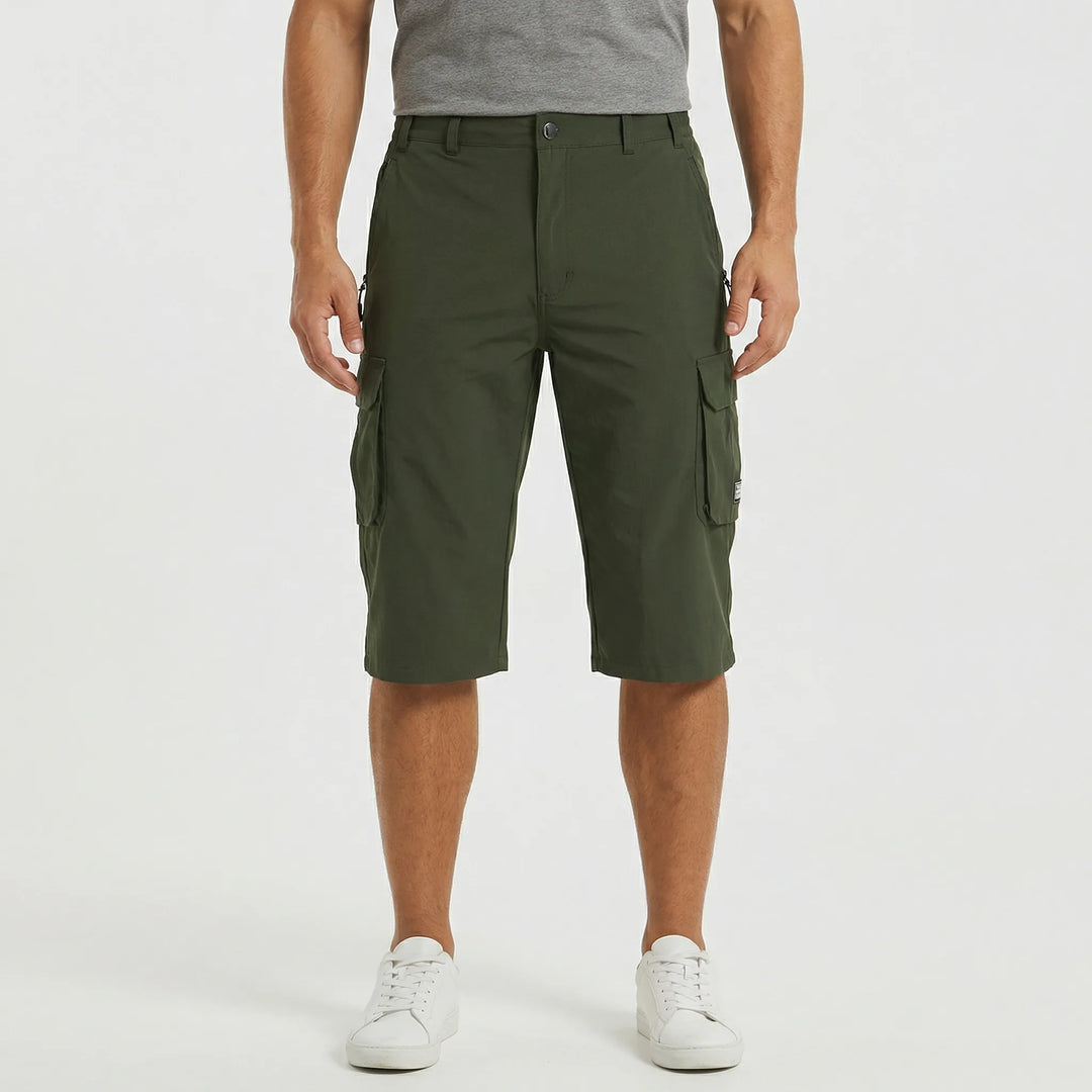 Quick-dry men's hiking shorts, rugged design with multi-pocket storage for essentials on the trail.