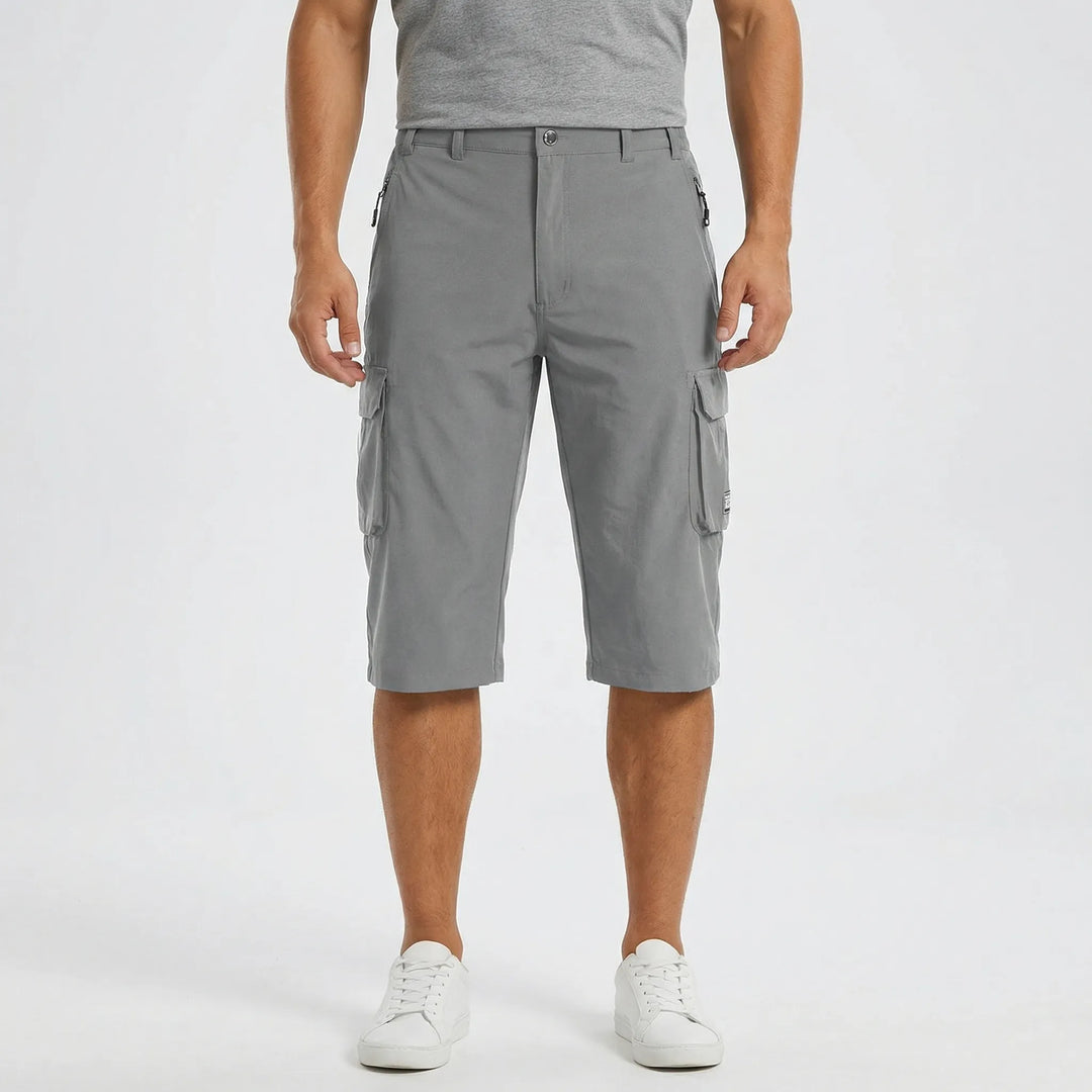 Stylish men's summer cargo shorts, featuring practical multi-purpose pockets & comfortable fit.