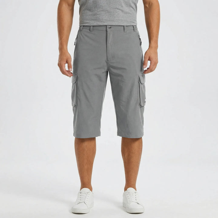 Stylish men's summer cargo shorts, featuring practical multi-purpose pockets & comfortable fit.